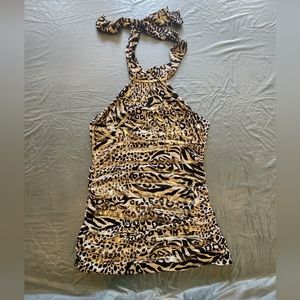 Lipstick halter top gold and animal print size large